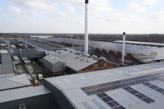 1 Industrial complex with solar panels on roofs