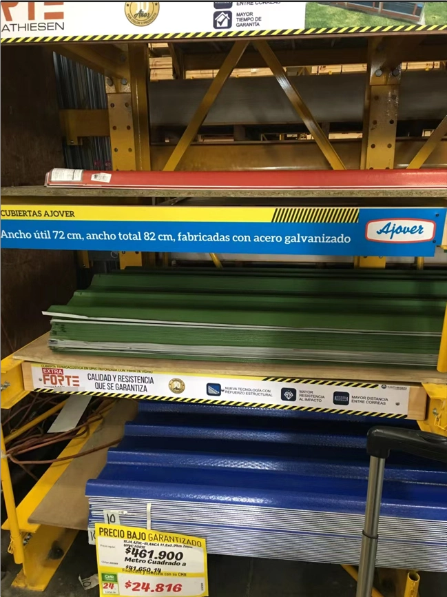 the Glass Fiber Reinforced UPVC Roof Sheet T1130 sold in the Sodimac
