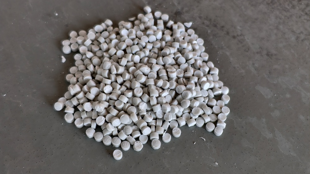 PVC granules for UPVC roofing sheet production on industrial surface